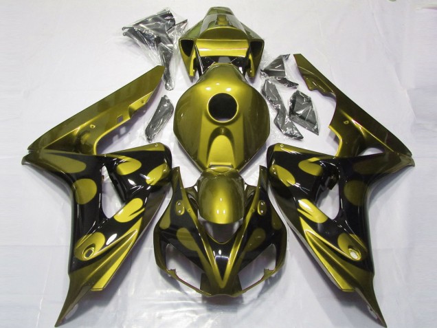 Honda CBR1000RR Motorrad Verkleidung 2006-2007 - Glanzendes Gelb Glanzendes Schwarz Flamme