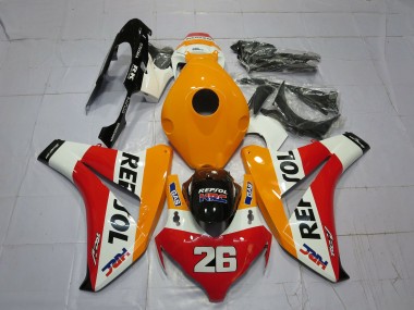 Honda CBR1000RR Motorrad Verkleidung 2008-2011 - Orange Weiss Rot Glanzendes Schwarz Repsol 26