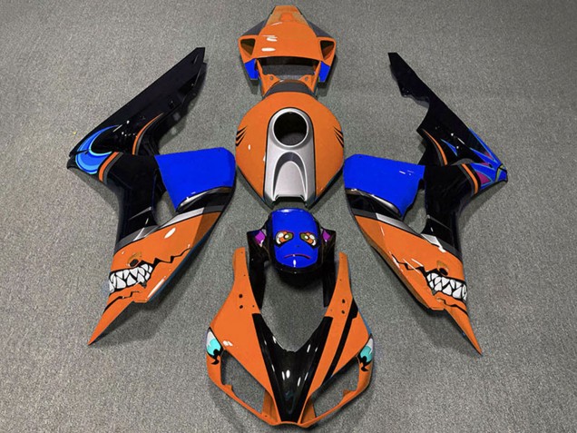 Honda CBR1000RR Motorrad Verkleidung 2006-2007 - Orange Silber Blau Glanzendes Schwarz Hai