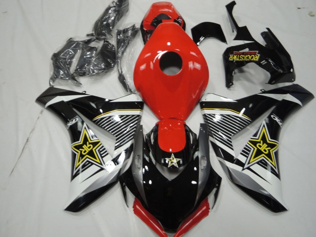 Honda CBR1000RR Motorrad Verkleidung 2008-2011 - Weiss Rot Glanzendes Schwarz RockStar Stil