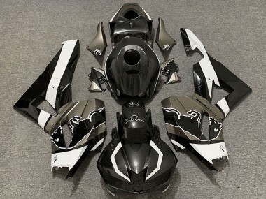 Honda CBR600RR Motorrad Verkleidung 2013-2023 - Schwarzer Carbonfaser Stil Weiss bull