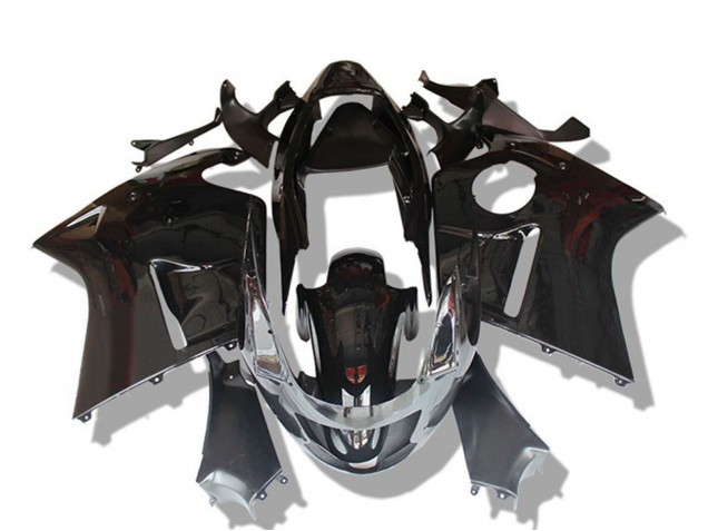 Honda CBR1100XX Blackbird Motorrad Verkleidung 1996-2007 - Glanzendes Schwarz Grau