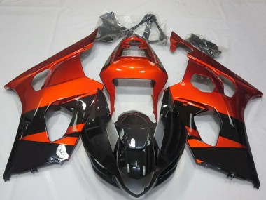 Suzuki GSXR 1000 Motorrad Verkleidung 2003-2004 - Burnt Orange Glanzendes Schwarz