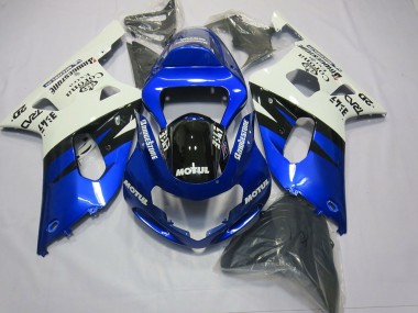 Suzuki GSXR 600 / GSXR 750 Motorrad Verkleidung 2001-2003 - Weiss Blau Glanzendes Schwarz