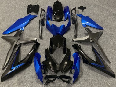 Suzuki GSXR 600 / GSXR 750 Motorrad Verkleidung 2008-2010 - Blau Grau Glanzendes Schwarz