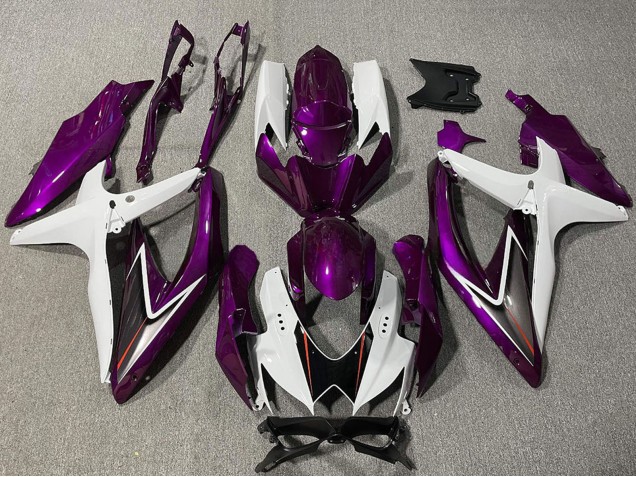 Suzuki GSXR 600 / GSXR 750 Motorrad Verkleidung 2008-2010 - Weiss Lila Schwarz