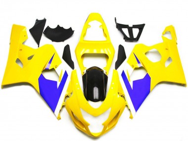 Suzuki GSXR 600 / GSXR 750 Motorrad Verkleidung 2004-2005 - Gelb Blau Weiss Glanzendes Schwarz