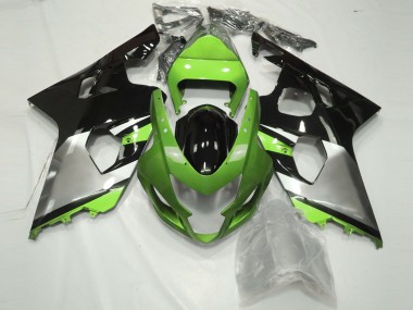 Suzuki GSXR 600 / GSXR 750 Motorrad Verkleidung 2004-2005 - Grun Silber Glanzendes Schwarz