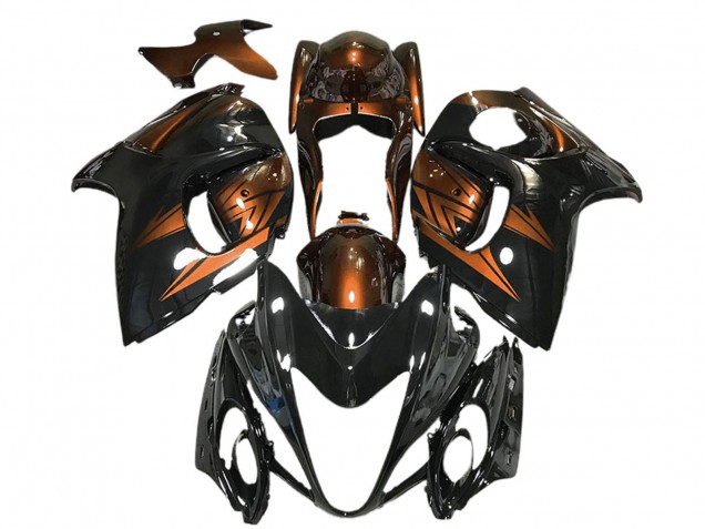 Suzuki GSXR 1300 Motorrad Verkleidung 2008-2020 - Glanzendes Schwarz und Dunkel Orange