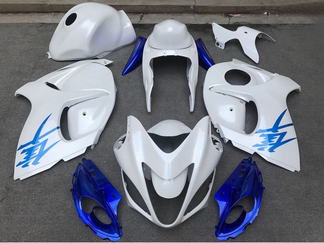 Suzuki GSXR 1300 Motorrad Verkleidung 2008-2020 - Glanzendes Weiss Blau