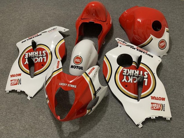 Suzuki GSXR 1300 Motorrad Verkleidung 1996-2007 - Weiss Rot Lucky Strike