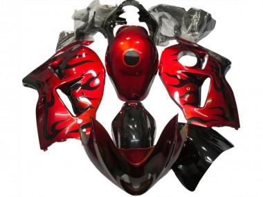 Suzuki GSXR 1300 Motorrad Verkleidung 1996-2007 - Rot Schwarz Flamme