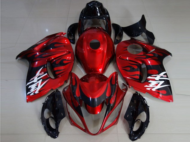 Suzuki GSXR 1300 Motorrad Verkleidung 2008-2020 - Rot Schwarz Flamme