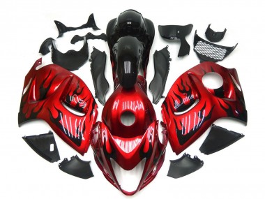 Suzuki GSXR 1300 Motorrad Verkleidung 2008-2020 - Rot mit Schwarz Flamme