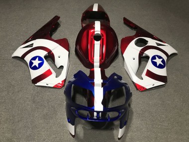 Kawasaki ZX12R Motorrad Verkleidung 2002-2006 - Rot Blau Weiss Stern Captain America