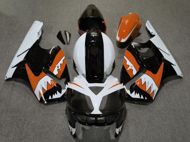 Kawasaki ZX12R Motorrad Verkleidung 2002-2006 - Orange Schwarz Weiss Hai