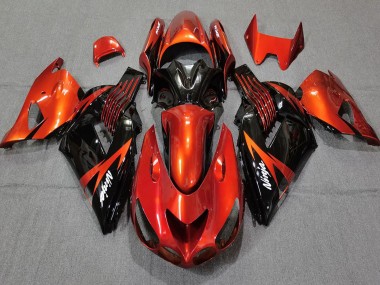 Kawasaki ZX14R Motorrad Verkleidung 2006-2011 - Rot Glanzendes Schwarz