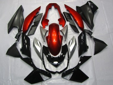 Kawasaki Z1000 Motorrad Verkleidung 2010-2013 - Rot Silber Glanzendes Schwarz