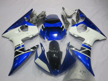 Yamaha R6 Motorrad Verkleidung 2003-2004 - Blau Weiss Glanzendes Schwarz OEM Stil