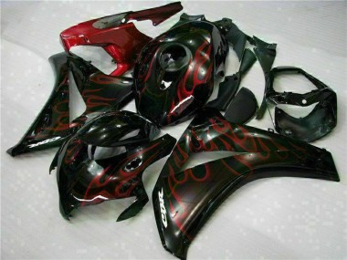 Honda CBR1000RR Motorrad Verkleidung Kit 2008-2011 - Glanzendes Schwarz Rot Flamme