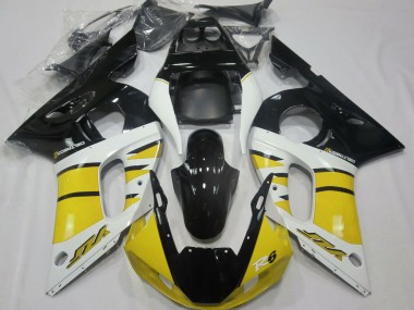 Yamaha R6 Motorrad Verkleidung 1998-2002 - Gelb Weiss Glanzendes Schwarz