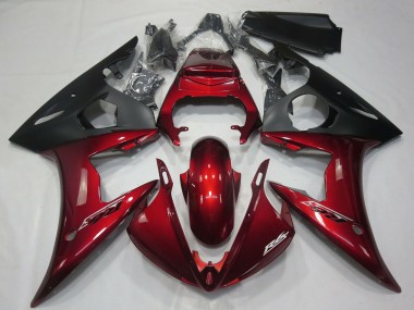 Yamaha R6 Motorrad Verkleidung 2005 - Dunkel Rot Matt Schwarz