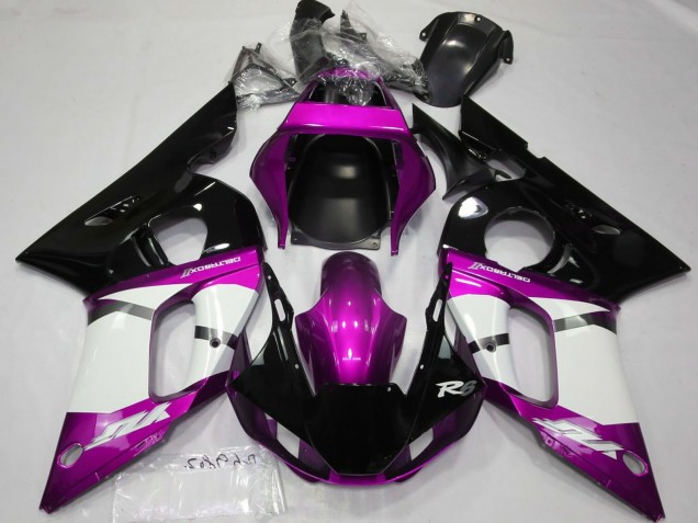 Yamaha R6 Motorrad Verkleidung 1998-2002 - Lila Weiss Glanzendes Schwarz