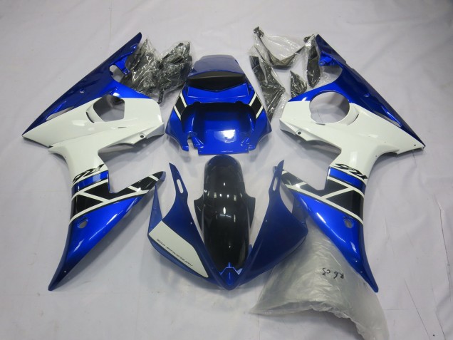 Yamaha R6 Motorrad Verkleidung 2005 - Blau Weiss Glanzendes Schwarz