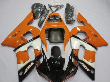 Yamaha R6 Motorrad Verkleidung 1998-2002 - Orange Weiss Glanzendes Schwarz