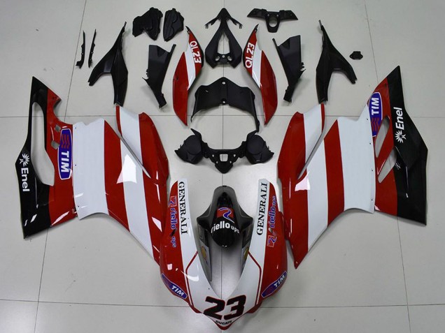 Ducati 959 1299 Motorrad Verkleidung 2015-2020 - Weiss Rot Glanzendes Schwarz Generali Tim 23