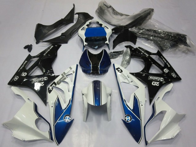 BMW S1000RR Motorrad Verkleidung 2017-2018 - Weiss Blau Glanzendes Schwarz