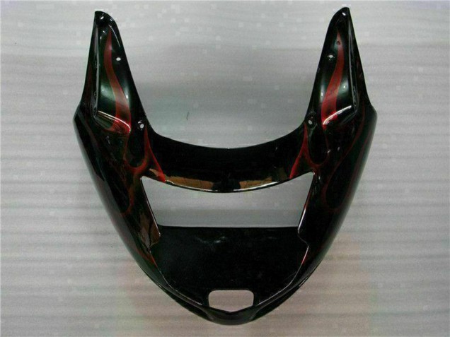 Honda CBR1100XX Blackbird Motorrad Verkleidung 1996-2007 - Glanzendes Schwarz Rot Flamme