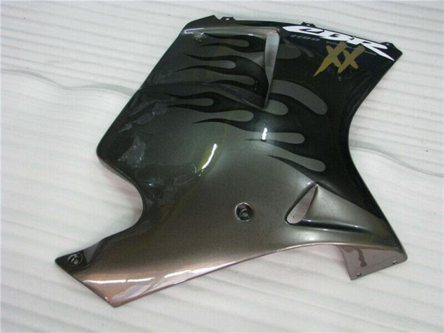 Honda CBR1100XX Blackbird Motorrad Verkleidung 1996-2007 - Glanzendes Schwarz Silber Flamme