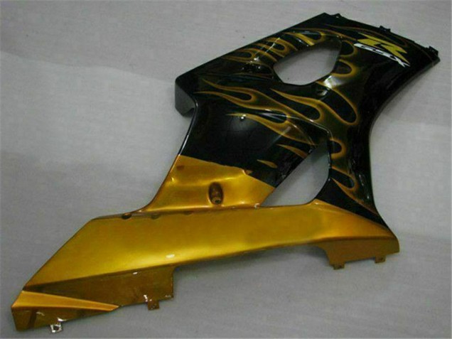 Suzuki GSXR 1000 Motorrad Verkleidung 2003-2004 - Glanzendes Schwarz Gold Flamme