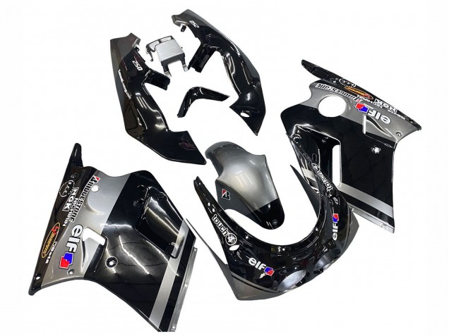 Kawasaki ZXR250 Motorrad Verkleidung 1989-1990 - Glanzendes Schwarz Grau Elf Touch4 Bridgestone