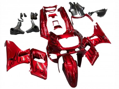 Kawasaki ZZR400 Motorrad Verkleidung 1993-2007 - Rot Schwarz Flamme