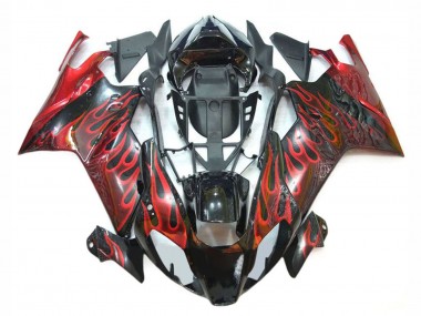 Aprilia RSV1000 Motorrad Verkleidung 2003-2006 - Glanzendes Schwarz Rot Flamme