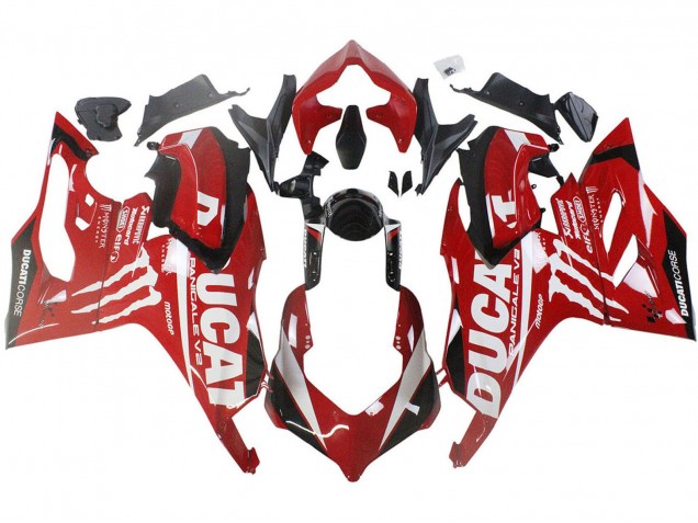 Ducati Panigale V2 Motorrad Verkleidung 2020-2024 - Rot Glanzendes Schwarz Monster Corse