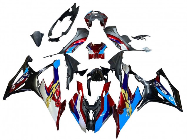 BMW S1000RR Motorrad Verkleidung 2019-2022 - Weiss Blau Rot Schwarz