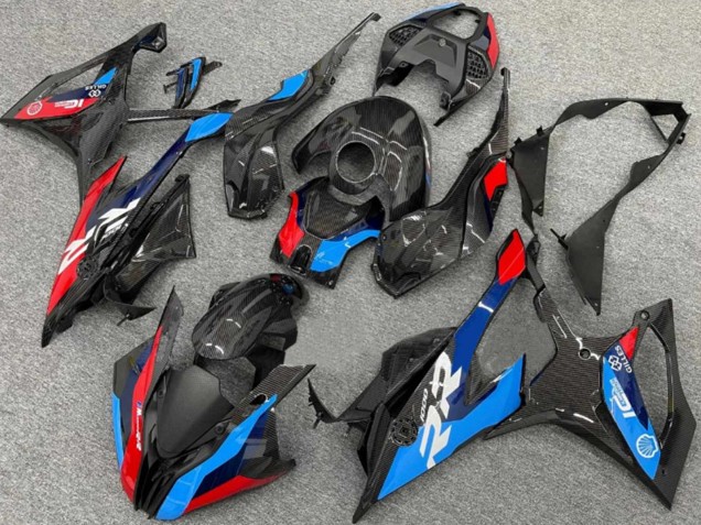 BMW S1000RR Motorrad Verkleidung 2019-2022 - Schwarz Blau Rot Carbonfaser