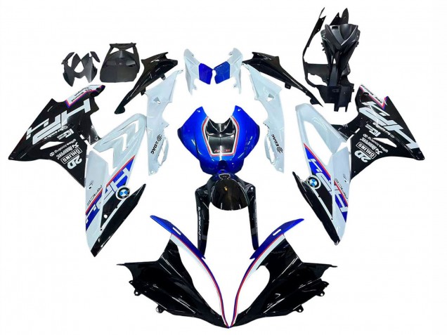 BMW S1000RR Motorrad Verkleidung 2017-2018 - Weiss Blau Glanzendes Schwarz