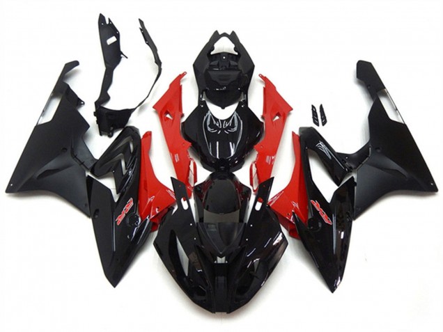 BMW S1000RR Motorrad Verkleidung 2017-2018 - Rot Glanzendes Schwarz Matt Schwarz