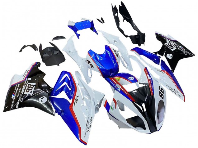 BMW S1000RR Motorrad Verkleidung 2017-2018 - Weiss Blau Rot Glanzendes Schwarz