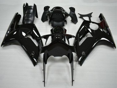 Kawasaki ZX6R Motorrad Verkleidung 2003-2004 - Glanzendes Schwarz