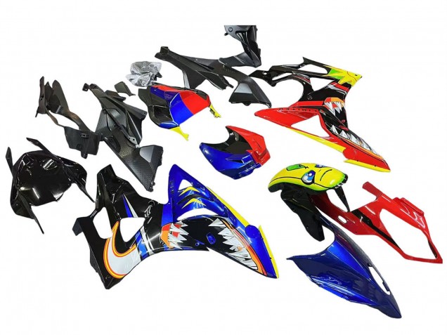 BMW S1000RR Motorrad Verkleidung 2009-2014 - Rot Blau Gelb Hai