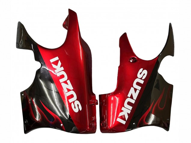 Suzuki GSX600F/GSX750F Motorrad Verkleidung 2004-2006 - Glanzendes Schwarz Rot Flamme