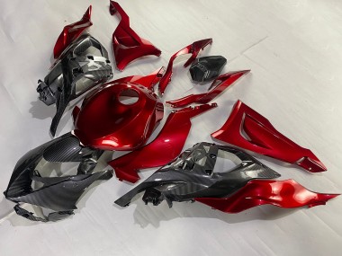 Kawasaki ZX6R Motorrad Verkleidung 2023-2025 - Rot Carbonfaser