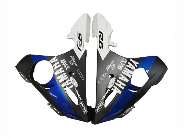 Yamaha YZF R6S Motorrad Verkleidung 2006-2009 - Blau Weiss Glanzendes Schwarz Yamalube