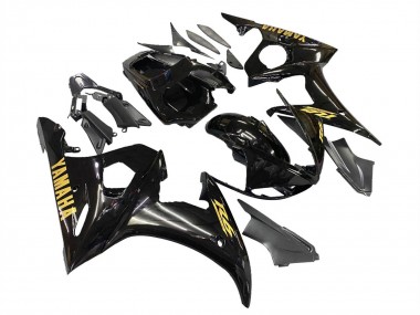 Yamaha YZF R6 Motorrad Verkleidung 2003-2004 - Glanzendes Schwarz Gold Aufkleber