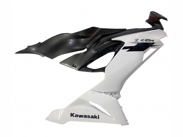 Kawasaki ZX6R Motorrad Verkleidung 2019-2022 - Weiss Schwarz Carbonfaser